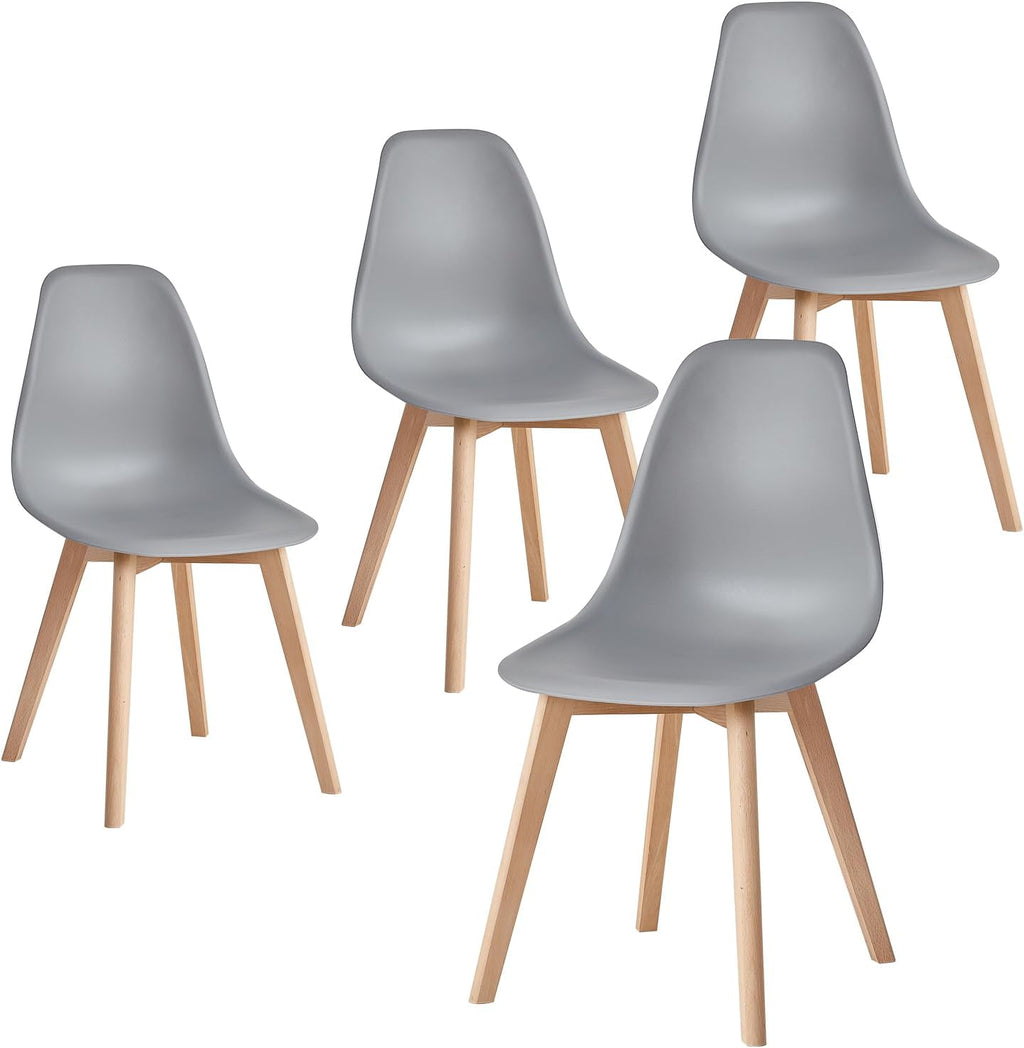 HJhomeheart 4 Grey Dining Chairs with Solid Beech Wood Legs