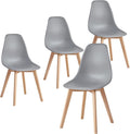 HJhomeheart 4 Grey Dining Chairs with Solid Beech Wood Legs