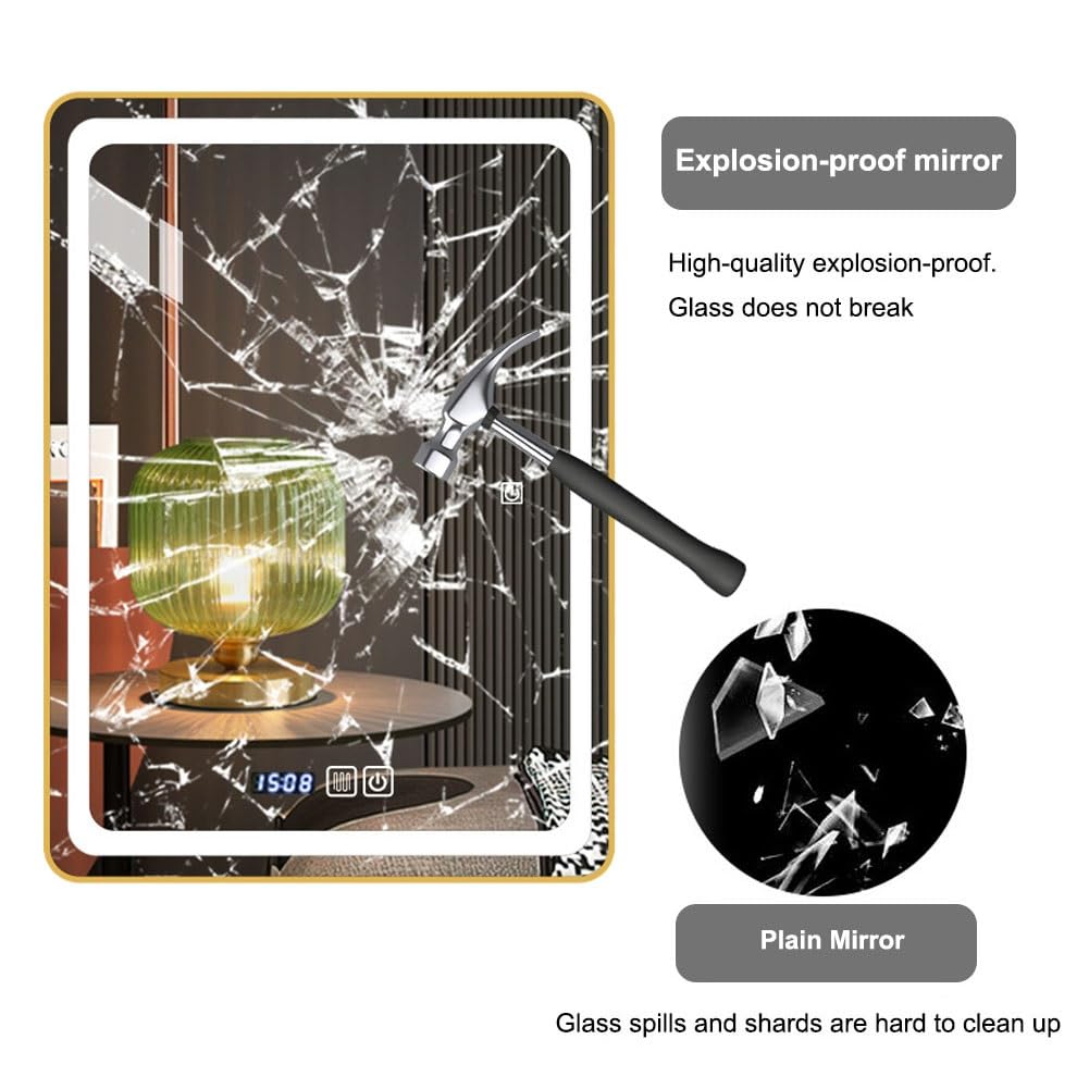 LTINGNG Backlit LED Wall Mounted Smart Bathroom Mirror