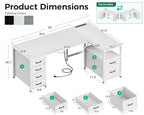 Coleshome L Shaped Computer Desk with 6 Drawers and Power Outlet
