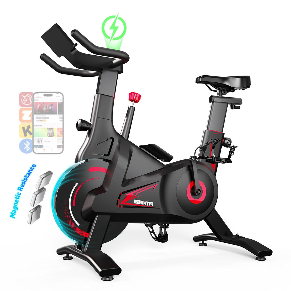 BluEarth indoor exercise bike with LED lights and adjustable seat