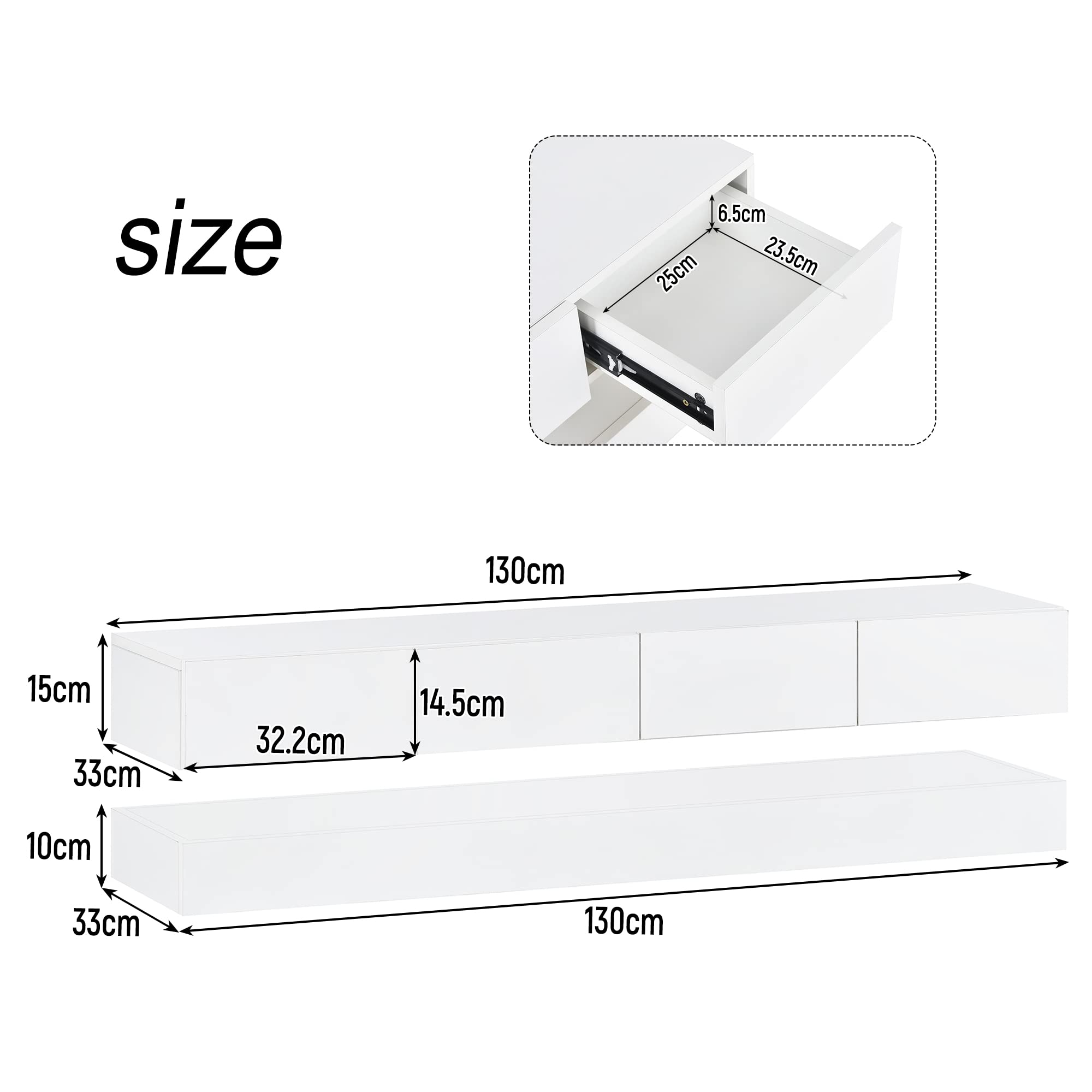 WODSOFTI LED TV Lowboard with Wall Mount and Storage for up to 55 Inch TVs