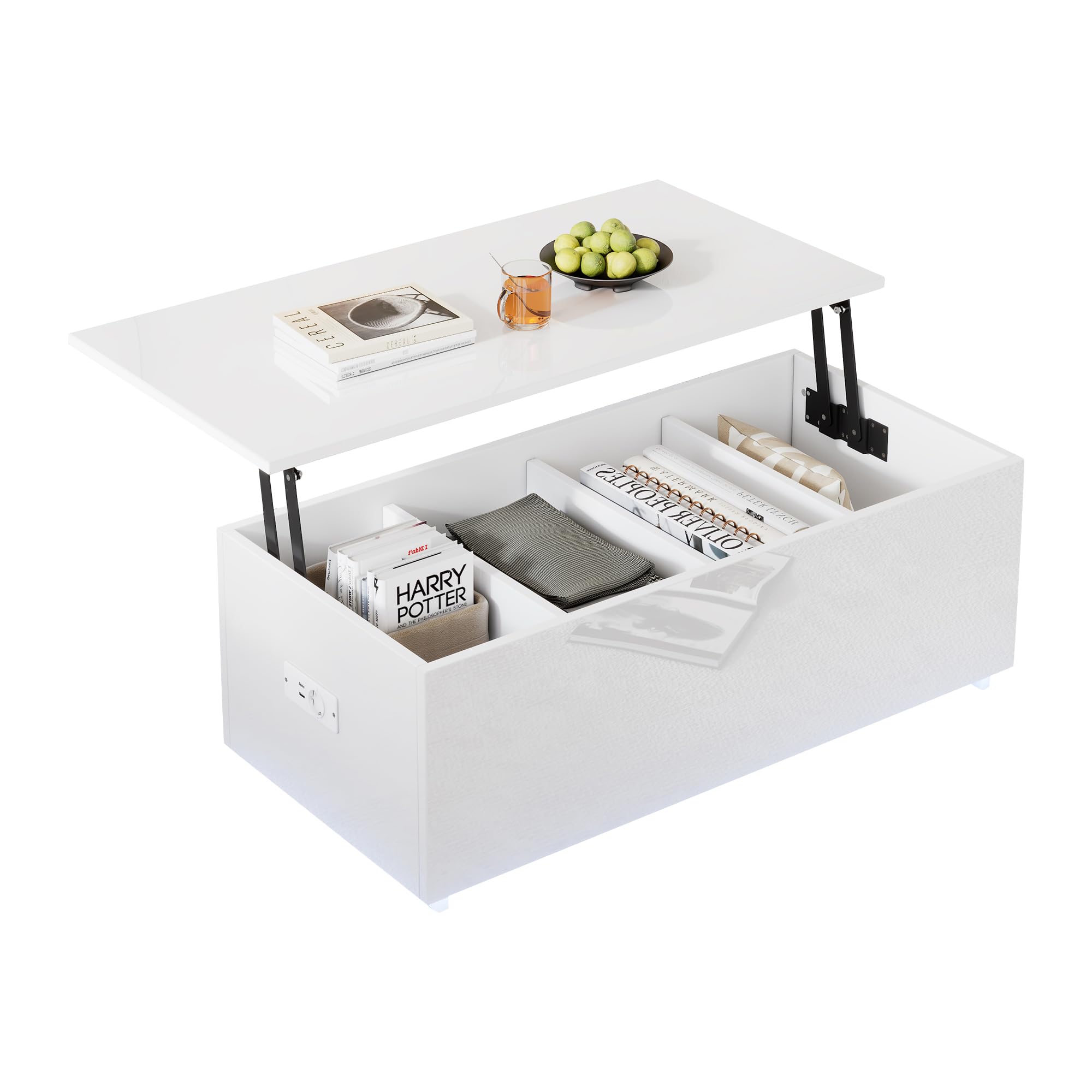 Modern minimalist TIANG coffee table with LED lights, lifting function, and storage compartments