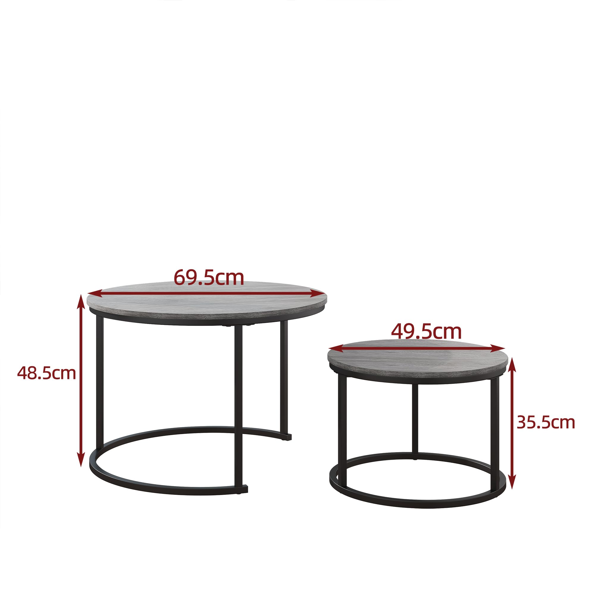 HOJINLINERO Modern Round Coffee Table Set of 2