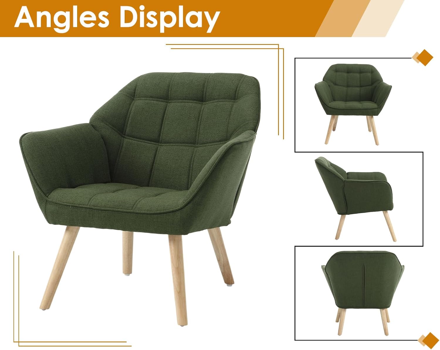 chairus Set of 2 Linen Tub Chairs - Green