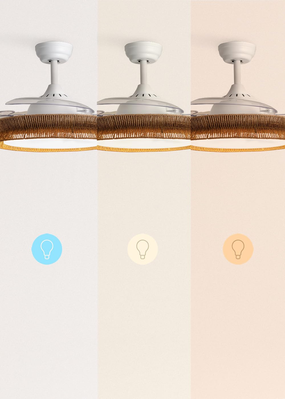 CREATE Wind Clear Ceiling Fan with White Light and Braided Wicker
