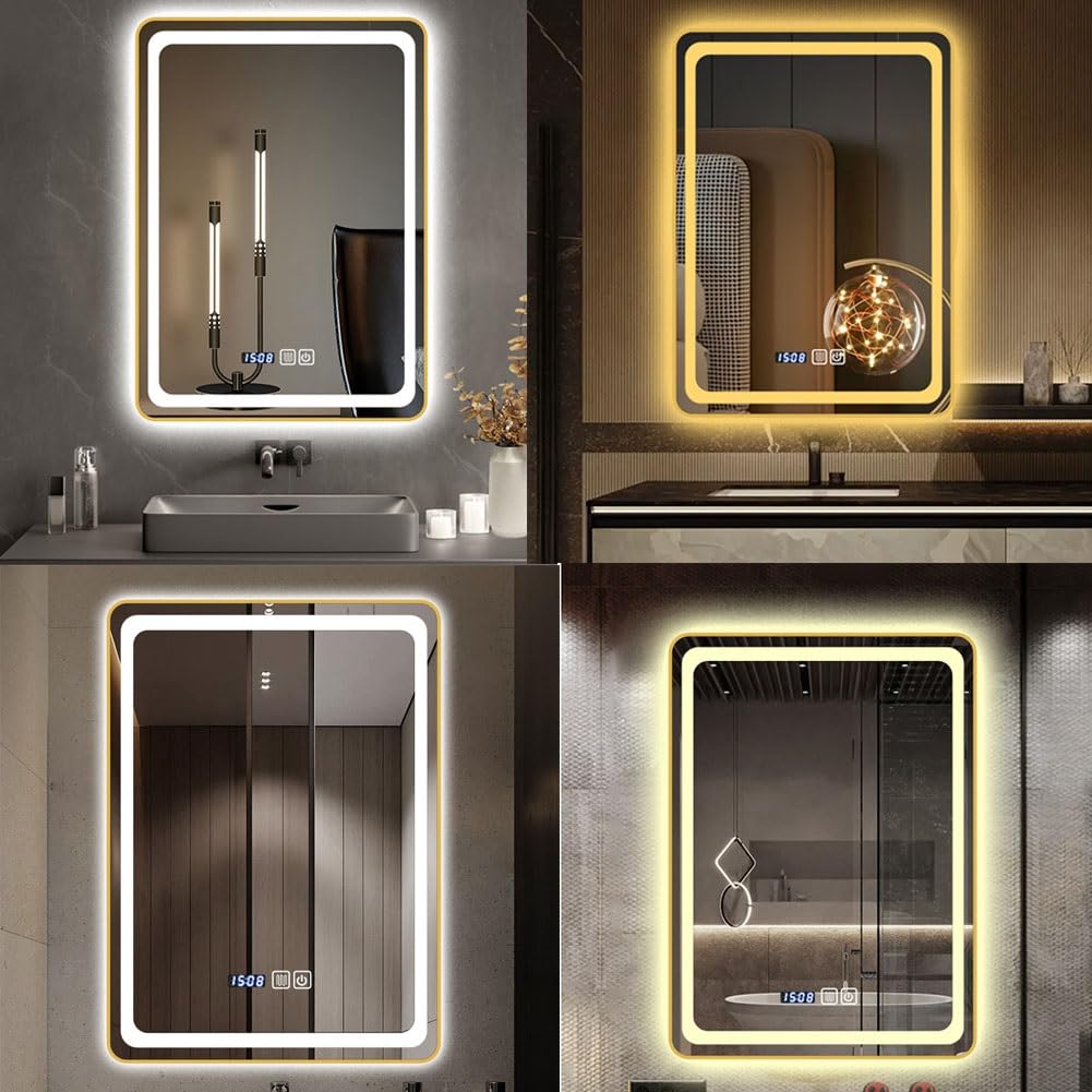 LTINGNG Backlit LED Wall Mounted Smart Bathroom Mirror