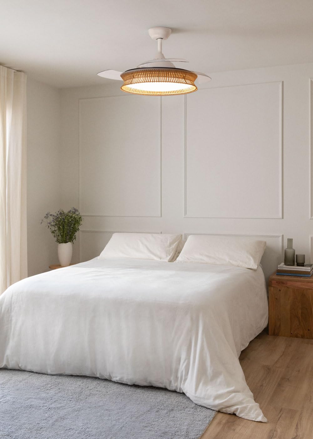 CREATE Wind Clear Ceiling Fan with White Light and Wicker Knot