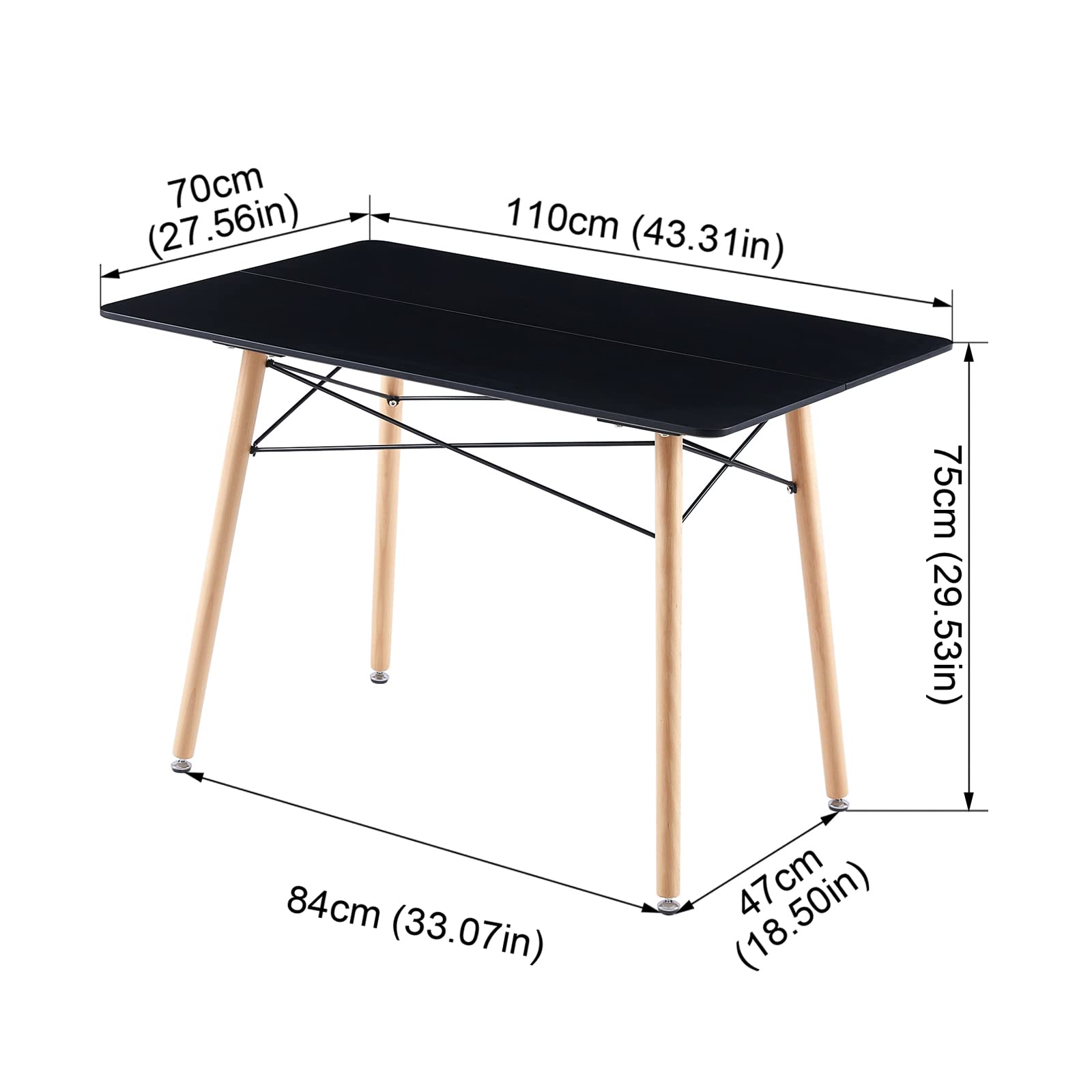 H.J WeDoo Modern Rectangular Dining Table Set with 4 Chairs