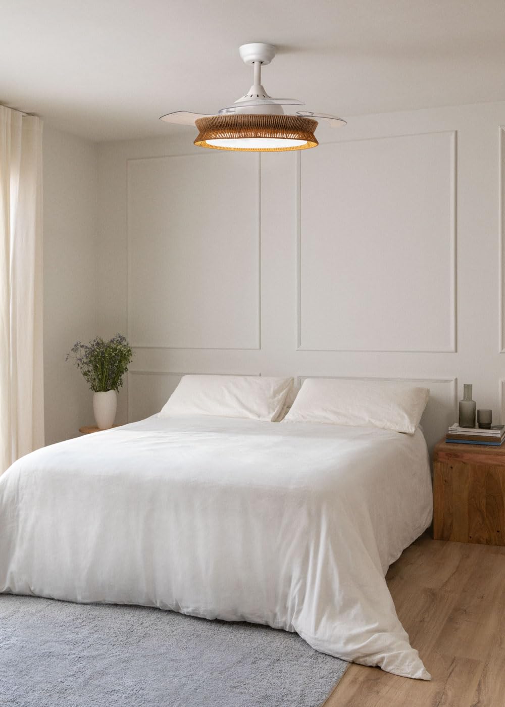 CREATE Wind Clear Ceiling Fan with White Light and Braided Wicker