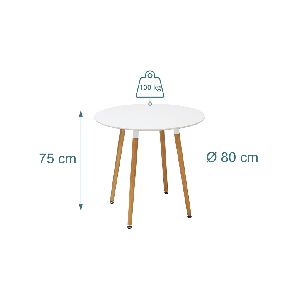 Relaxdays Scandinavian Style Round Dining Table