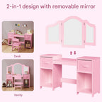Clevich Kids Vanity Table and Chair Set with Storage