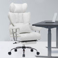 Efomao Big and Tall Office Chair with high back, wide seat, and footrest in white