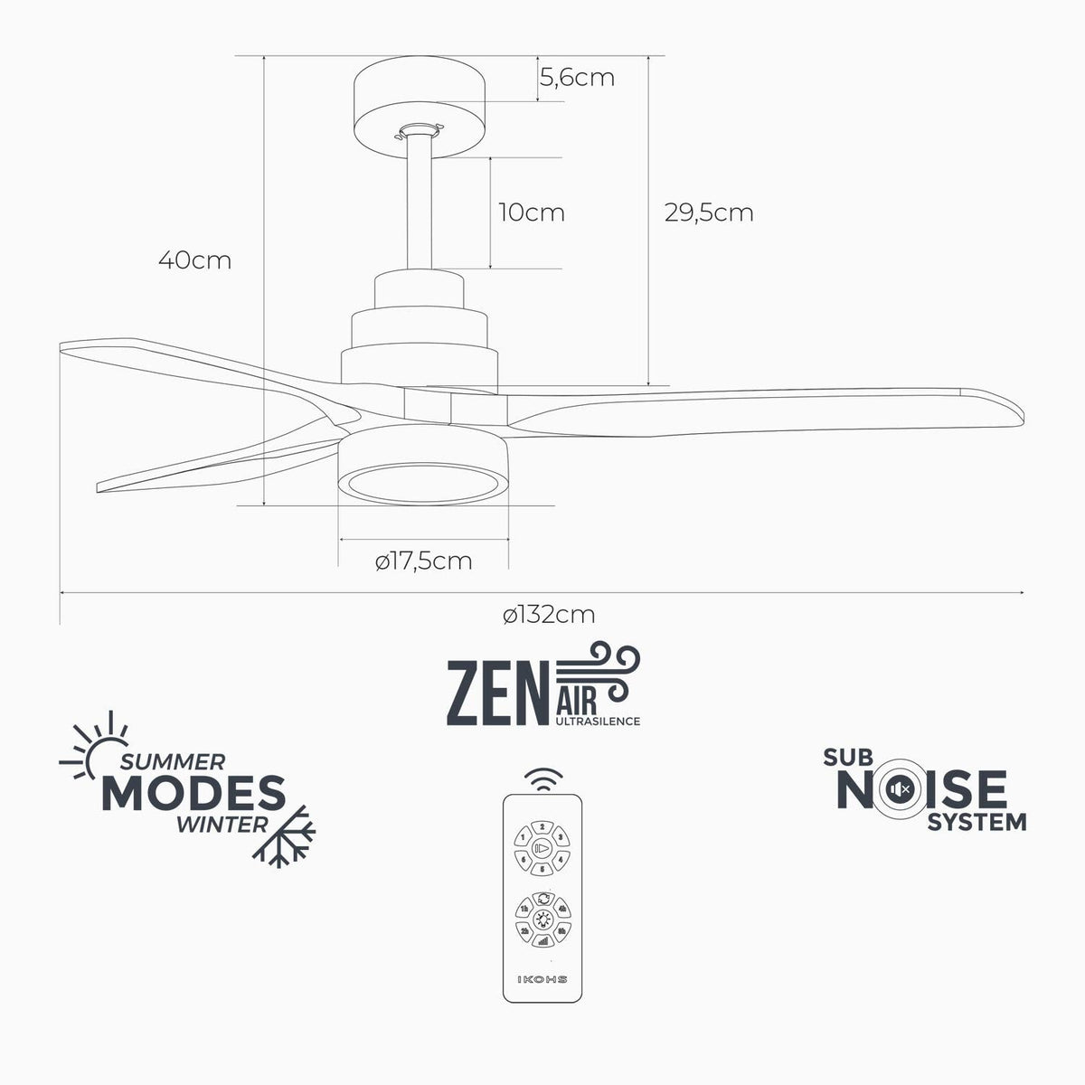 IKOHS Windlight Nickel Ceiling Fan with Remote Control