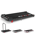 BLACK LORD treadmill with a large LCD display and a sturdy steel frame, designed for home gym use and portability.
