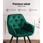 Artiss Set of 2 Green Velvet Dining Chairs