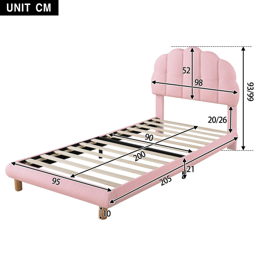 Sweiko Pink Upholstered Children's Bed with Headboard