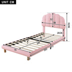 Sweiko Pink Upholstered Children's Bed with Headboard