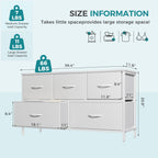 OLIXIS 5-Drawer Bedroom Dresser with Fabric Bins