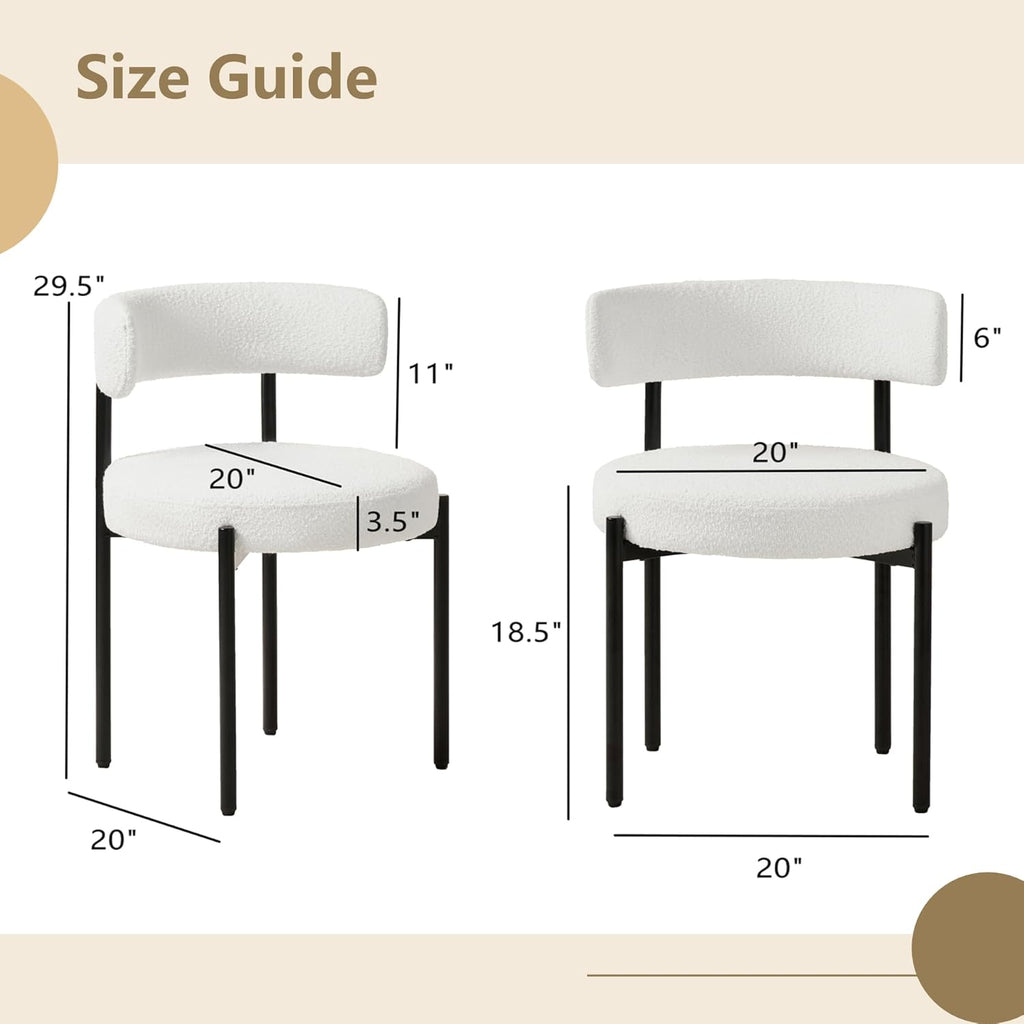 Forsalund Boucle Dining Chairs Set of 4 White