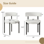 Forsalund Boucle Dining Chairs Set of 4, White Upholstered Mid-Century Modern
