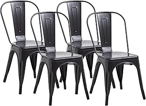 HJhomeheart Vintage Metal Dining Chairs - Set of 4