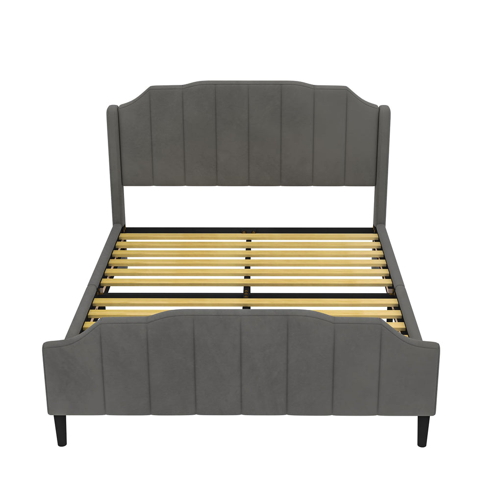 Dalred Grey Upholstered Bed Frame with Velvet Padding