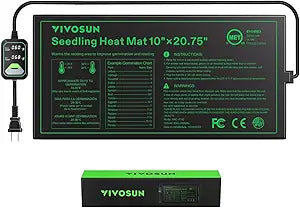VIVOSUN 10"x20.75" Seedling Heat Mat with Temperature Controller - 10x20.75 Inch
