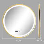 HOMCOM 60 cm Round LED Bathroom Mirror with Touch Switch and Anti-Fog