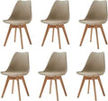 GrandCA HOME Set of 6 Scandinavian Dining Chairs - Khaki