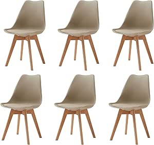 GrandCA HOME Set of 6 Scandinavian Dining Chairs - Khaki