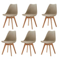 Set of 6 Scandinavian dining chairs with upholstered seats and wooden metal legs