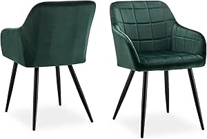 CLIPOP Dining Chairs Set of 2 - Green Velvet