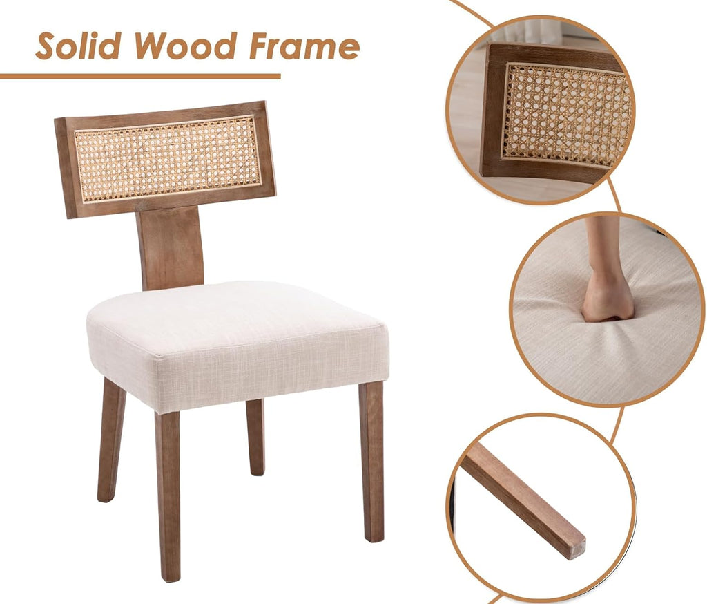 Chairus Upholstered Dining Chairs with Rattan Backrest