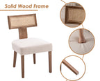 chairus Set of 2 Wooden Upholstered Dining Chairs with Rattan Backrest