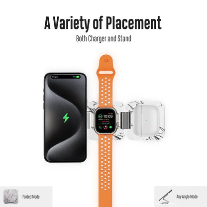 3-in-1 Wireless Charger – Fast Magnetic Charging for iPhone, Apple Watch, & AirPods | Foldable & Portable Dock