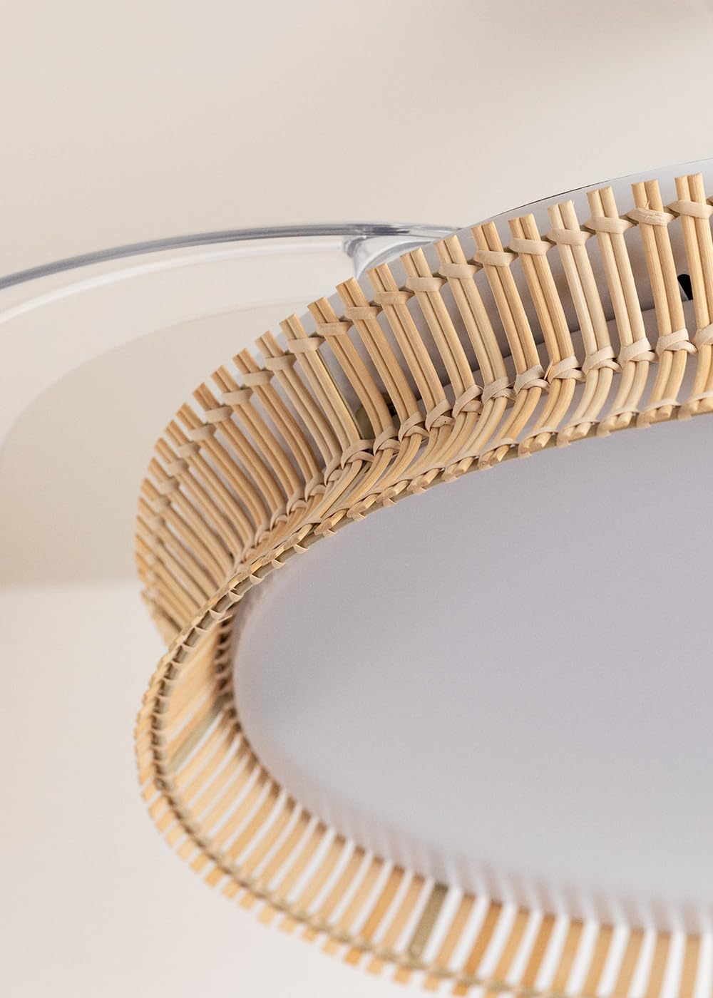 CREATE Wind Clear Ceiling Fan with White Light and Wicker Knot