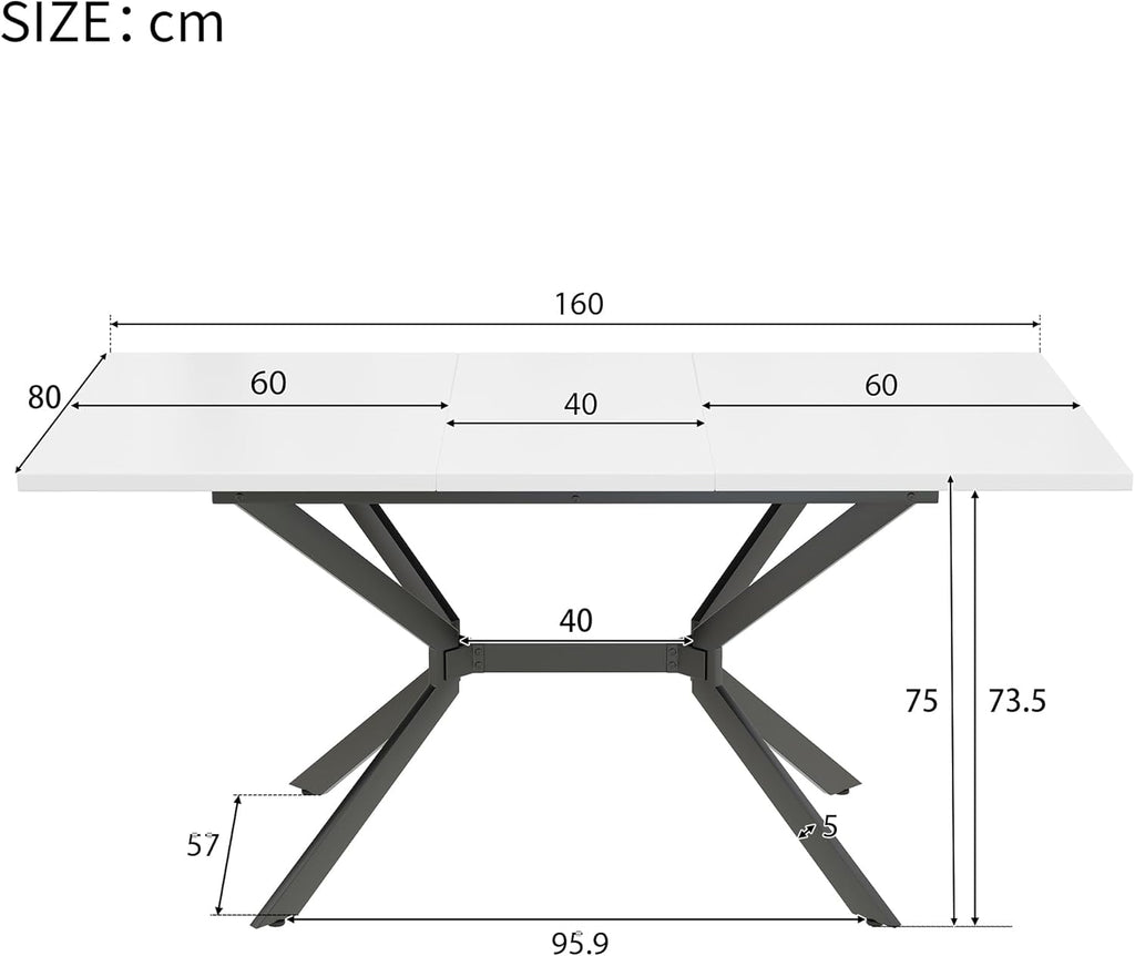 MURUL Expandable Dining Table 120-160cm White