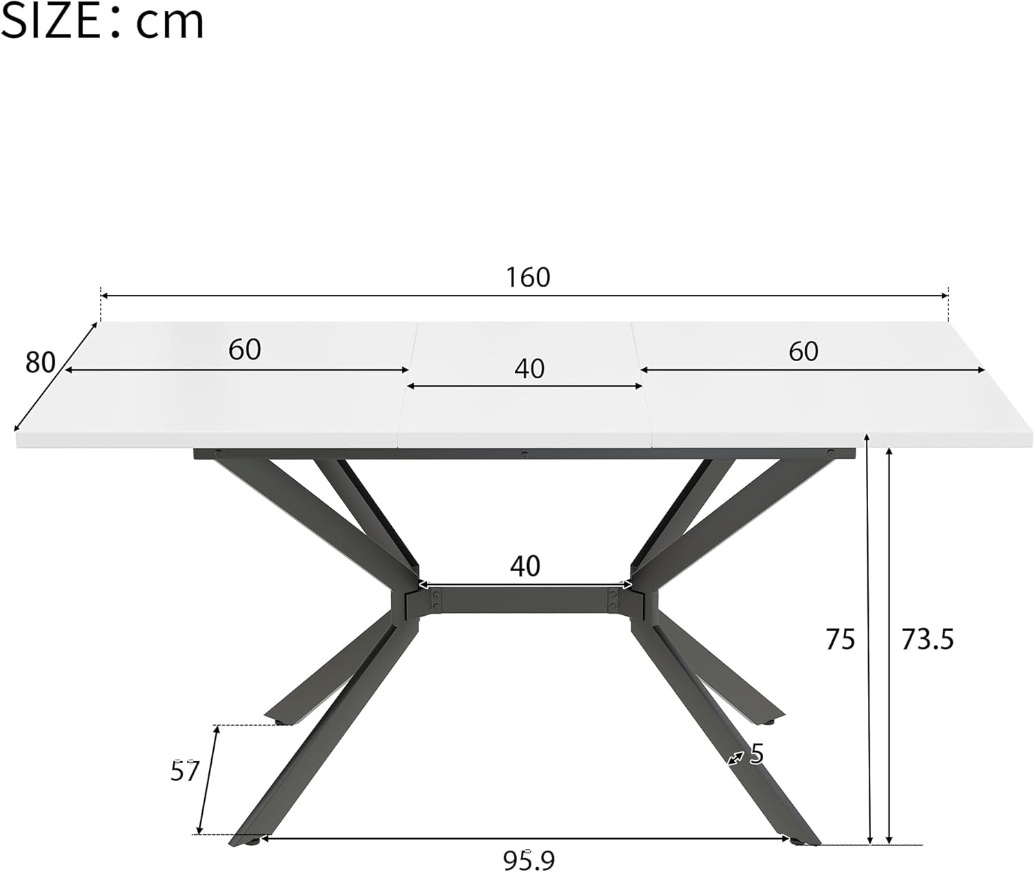 MURUL Expandable Dining Table 120-160cm White
