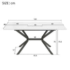 MURUL White Expandable Dining Table with Black Metal Legs