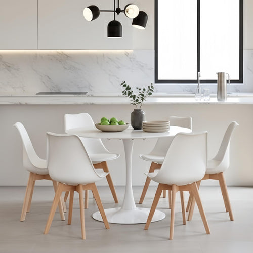GrandCA HOME 110cm Round Dining Table in White