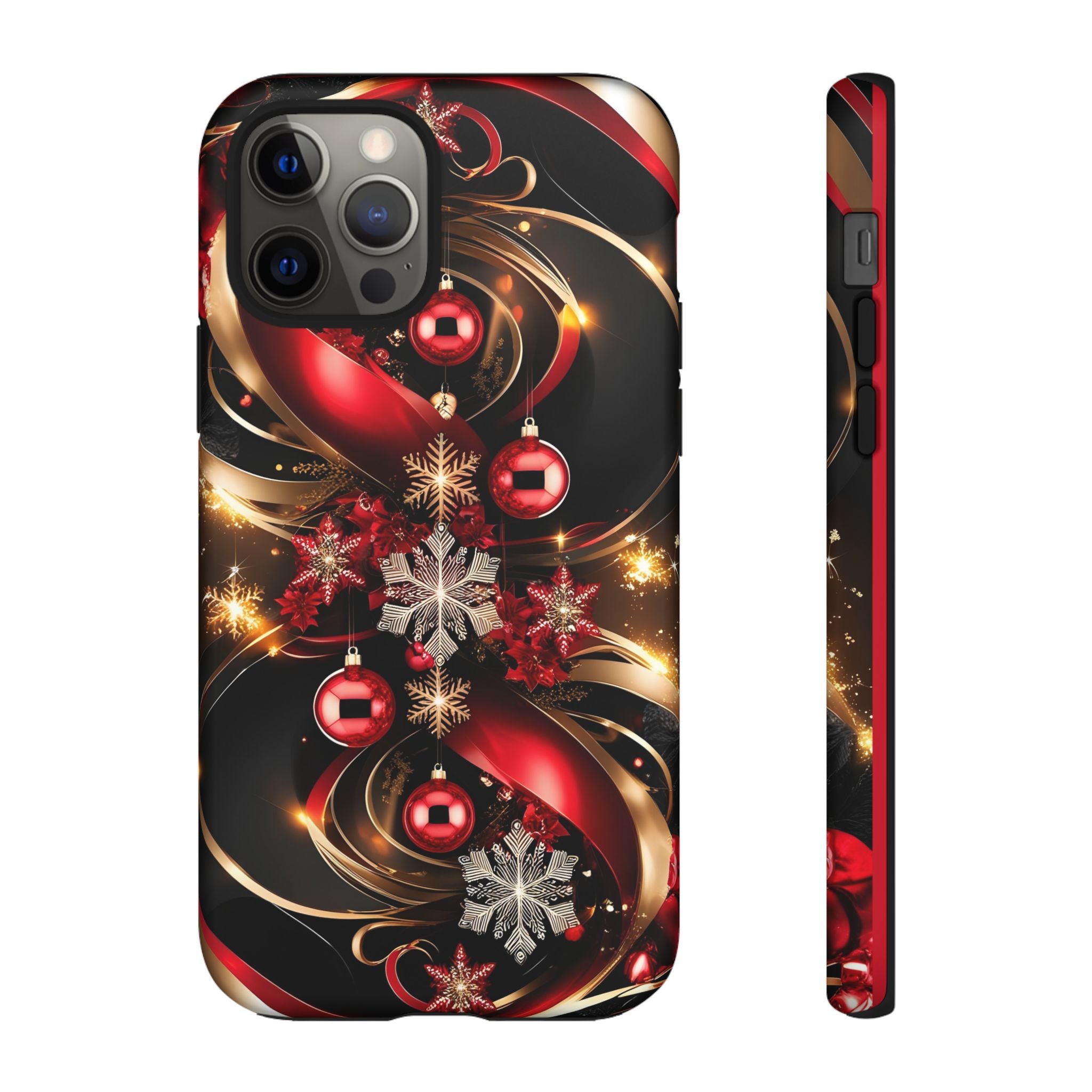 Christmas Red and Gold Phone Case - Tough Cases for Holiday Cheer