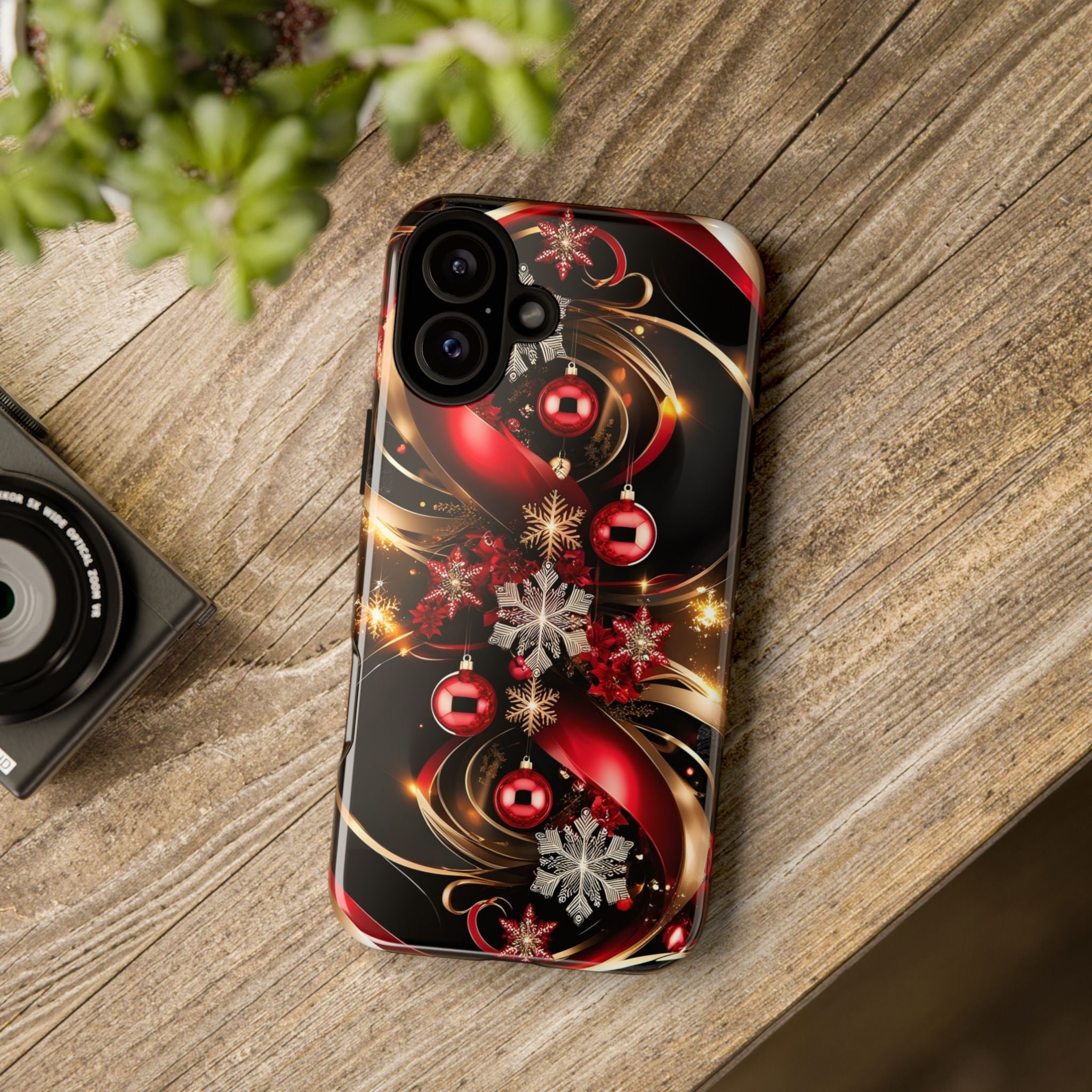 Christmas Red and Gold Phone Case - Tough Cases for Holiday Cheer