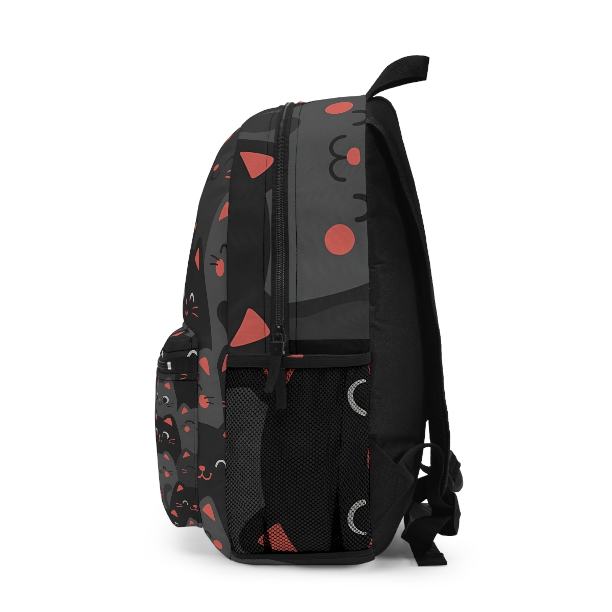 Cute Black & Red Cat Pattern Backpack – Kawaii Cats School & Travel Bag for Teens & Women | Lightweight, Durable, Everyday Carry for College & Office