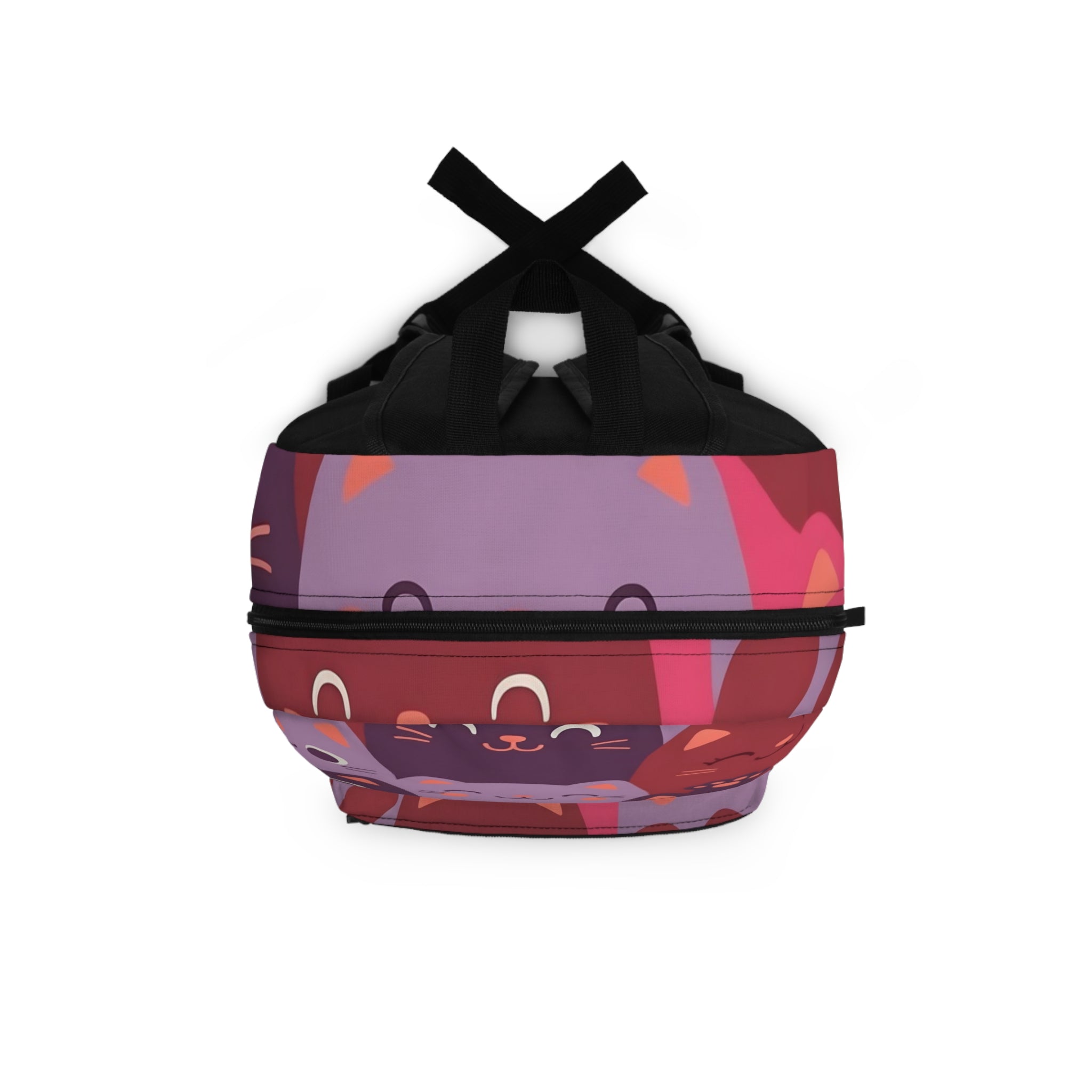 Cute Cat Pattern Backpack – Colorful Kawaii Cats School & Travel Bag | Cozy Collage of Smiling & Dozing Kittens in Mauve & Rose Tones | Lightweight, Durable & Gift-Ready