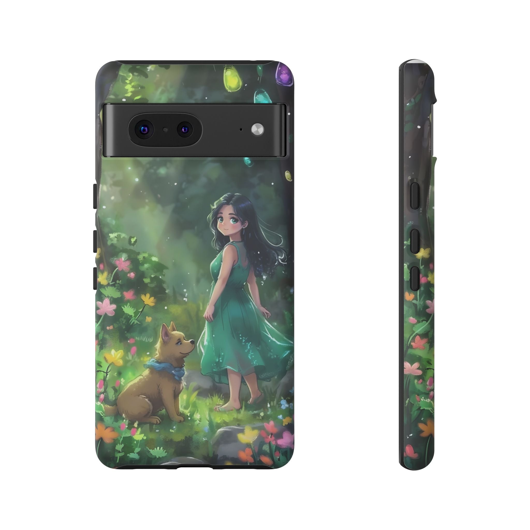Whimsical Phone Case with Nature and Dog Artwork