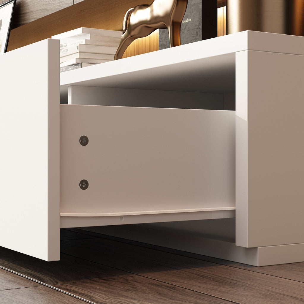 FUFU&GAGA Modern White TV Cabinet with Integrated TV Mount