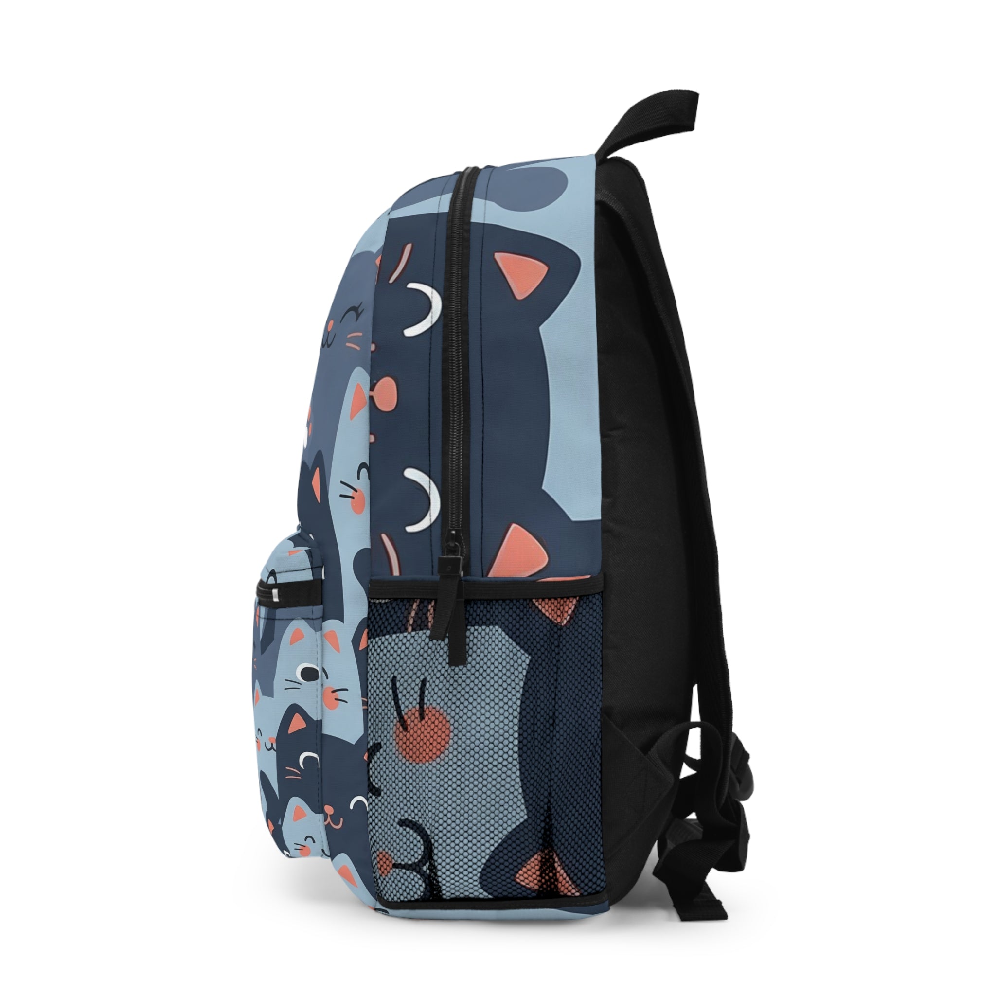 Cute Blue Cat Pattern Backpack – Kawaii Kitty Print School Bag for Girls, Teens & Travelers | Lightweight, Durable, Gift-Ready Everyday Carry with Playful Blue Design