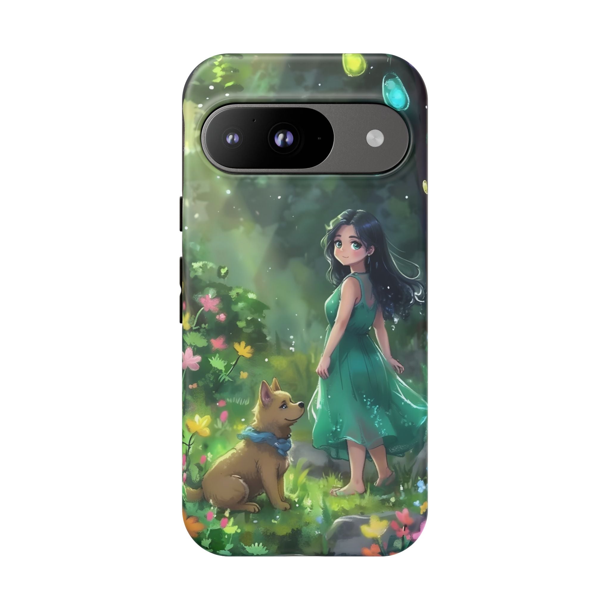 Whimsical Phone Case with Nature and Dog Artwork