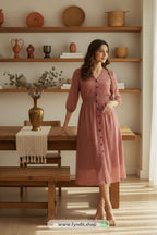 Effortless Elegance: Harpa Pink Cotton Dress – Your Go-To for Every Occasion